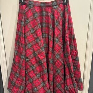 Elegant Red and Green Plaid A-Line Skirt
